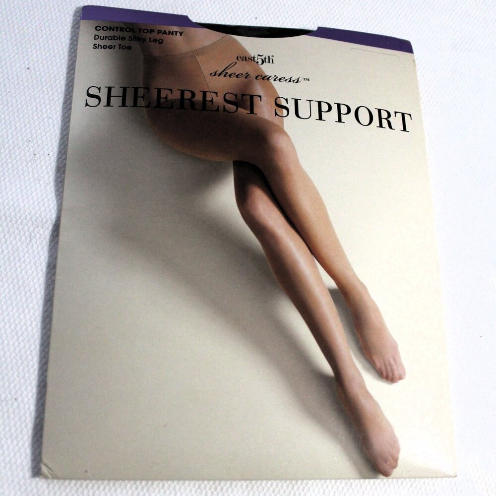 JCPenney East 5th Sheer Caress Sheerest Support Pantyhose, BLACK, Short